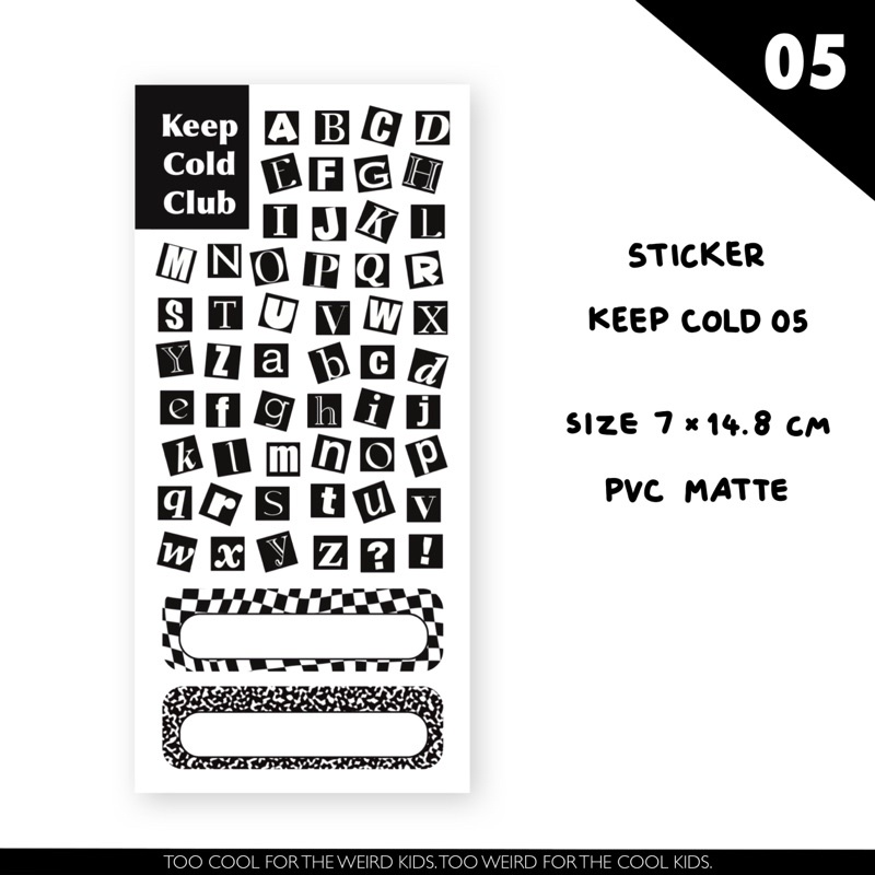 Keep Cold Club Sticker No.05 | สติ๊กเกอร์Alphabet ขาว-ดำ 7x14.8cm ...