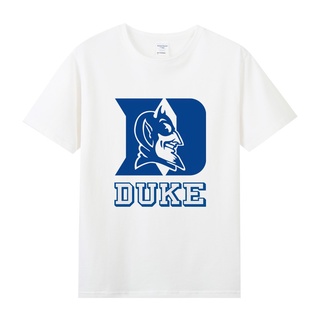 เสื้อยืดสีขาว✉อเมริกันอเมริกันบาสเกตบอลที่มีชื่อเสียง Duke University ncaa พิมพ์รอบผ้าฝ้ายแขนสั้นผู้ชายและผู้หญิงเสื้อยื