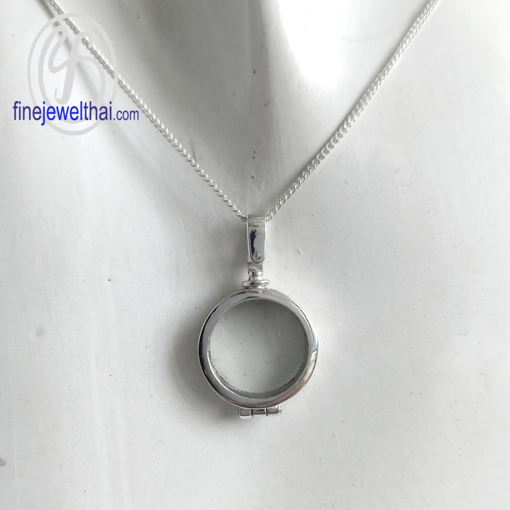 finejewelthai-ล็อกเก็ตทรงกลม-ล็อกเก็ตเงินแท้-ล็อกเก็ตใส่ของ-locket-silver-pendant-p118200