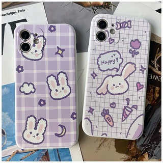 For  IPHONE 6 6S 7 8 PLUS X XS XR 11 12 13 MINI PRO MAX  Plaid rabbit TPU soft case