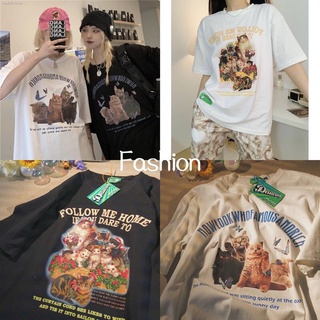 Fashion เสื้อยืดน้องเหมียว เอาใจทาสแมว🐱 เสื้อโอเวอร์ไซส์ งานสกีนสวย ผ้าสผมเนื้อผ้าเด้ง ไม่ติดตัวใส่สบาย V173