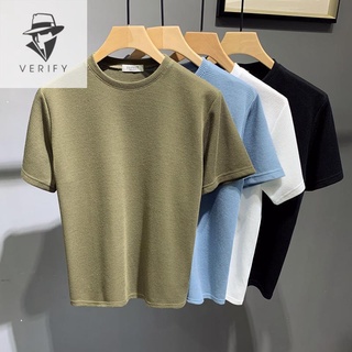 ⊕✻Summer light luxury business casual slim knit short-sleeved polo shirt male Britishtrend brand slim lapel solid color
