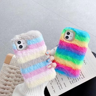 เคสโทรศัพท์มือถือ ผ้ากํามะหยี่ขนนิ่ม ขนนิ่ม สีรุ้ง สําหรับ case samsung Galaxy A20 A30 A03S A02S A02 A10 A21S A10S A30S A50 A50S A71 A22 A03 A7 2018 A72 A51 A31 A32 A20S A53 A13 A04 A04S A23 A52 A52S A11 M11 A12 M12