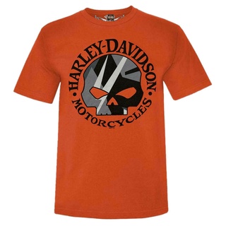 ขายดี!เสื้อยืดแขนสั้น คอกลม พิมพ์ลายโลโก้หัวกะโหลก Harley davidson Willie G สีส้ม สําหรับผู้ชายS-5XL