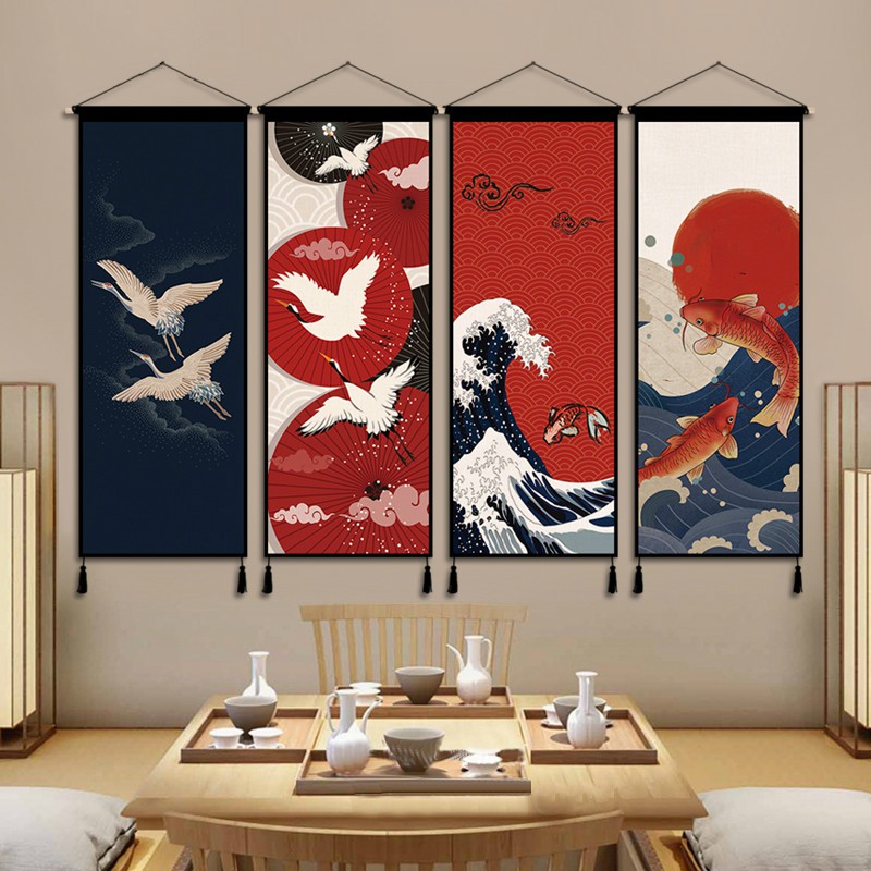 สไตล์ญี่ปุ่นแขวนธงพรมร้านอาหารผ้าศิลปะแขวนภาพวาดทางเข้าห้องนั่งเล่นตกแต่งภาพวาดร้านอาหารซูชิ-izakaya-ที่พักและอาหารเช้าแ