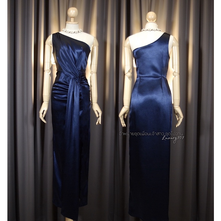 FN0085 เดรสเพื่อนเจ้าสาว ทรงกรีก พรางพุง เนื้อผ้า Duchess สวยหรู มุมมองที่ 6