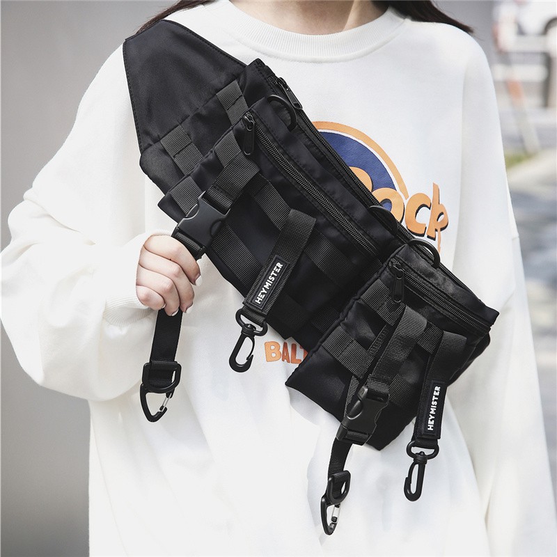 tactical-chest-bag-กระเป๋าคาดหน้าอกสไตล์ฮิปฮอป-men-rig-bag-กันน้ำ-กระเป๋าสะพายข้าง-hip-hop-street-wear-sling-shoulder-bag