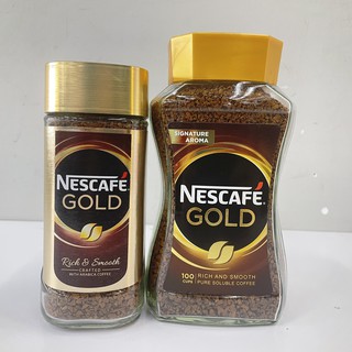 สินค้า (มี 2 ขนาด) Nescafe Gold Rich and Smooth Pure Soluble Coffee เนสกาแฟ โกลด์ ริช แอนด์ สมูท กาแฟสำเร็จรูปชนิดฟรีซดราย(ขวด)