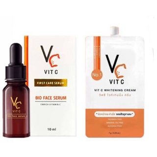 VC Vit C Whitening Cream  วีซี วิตซี ไวท์เทนนิ่ง ครีม(10ซอง/กล่อง) / VC VIT C BIO FACE SERUM เซรั่ม วิตซี (ขวด10g.)