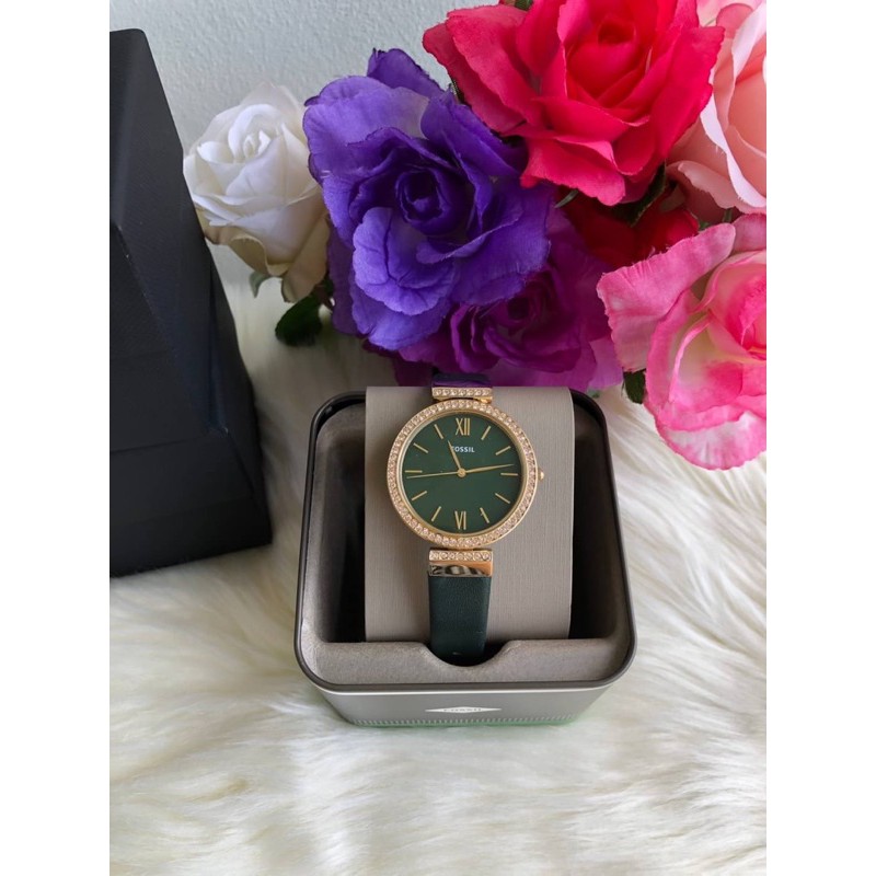 นาฬิกา-fossil-madeline-three-hand-dark-green-leather-watch-es4642-สีเขียว