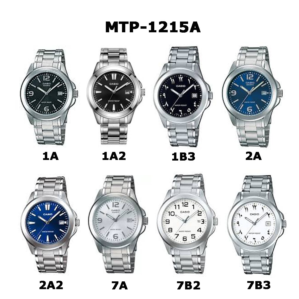 ภาพหน้าปกสินค้าCASIO % รุ่น MTP-1215A นาฬิกาผู้ชาย วันที่ สายสแตนเลส มี 8 หน้า รับประกัน 1 ปี MTP1215A MTP1215