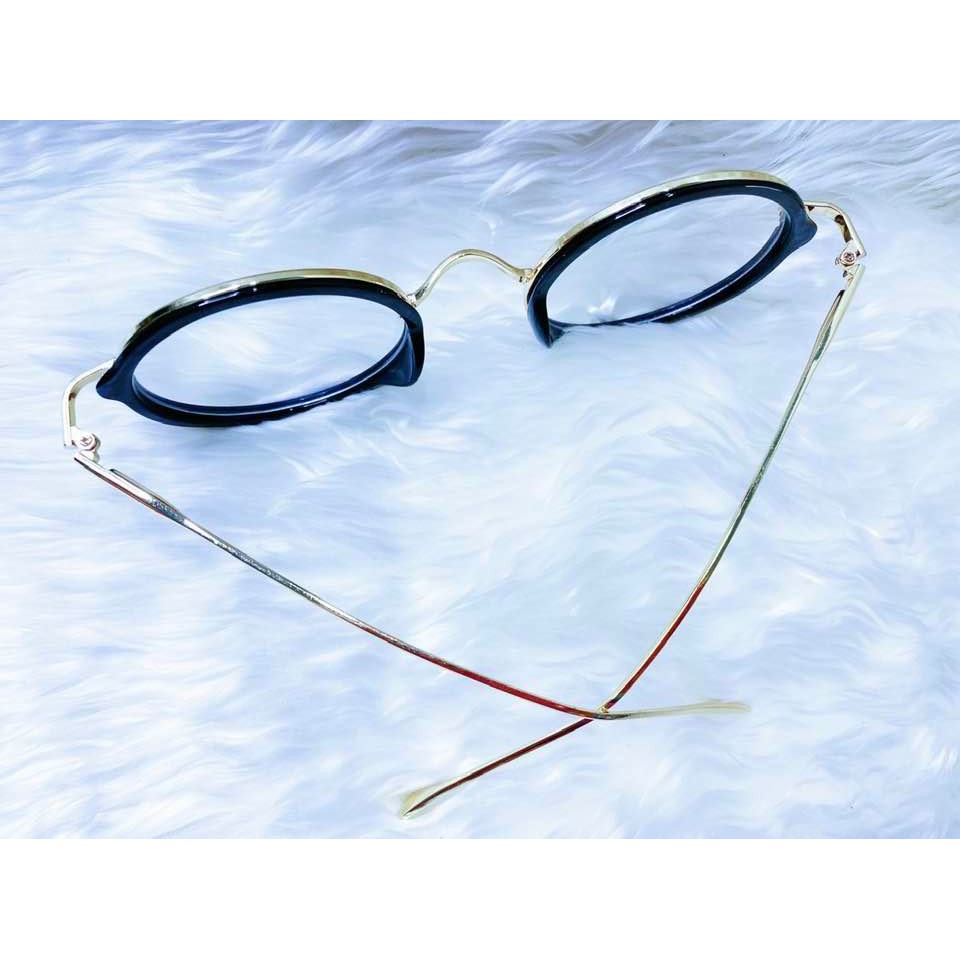 แว่นกรองแสง-แว่นกรองสีฟ้า-แว่นคอมฯ-แว่นถนอมสายตา-ทรงกลม-ปลายขาทอง-กรอบดำ-ด้วยดีไซน์ที่ทันสมัย-สไตล์เกาหลี-ฟรีถุงผ้า