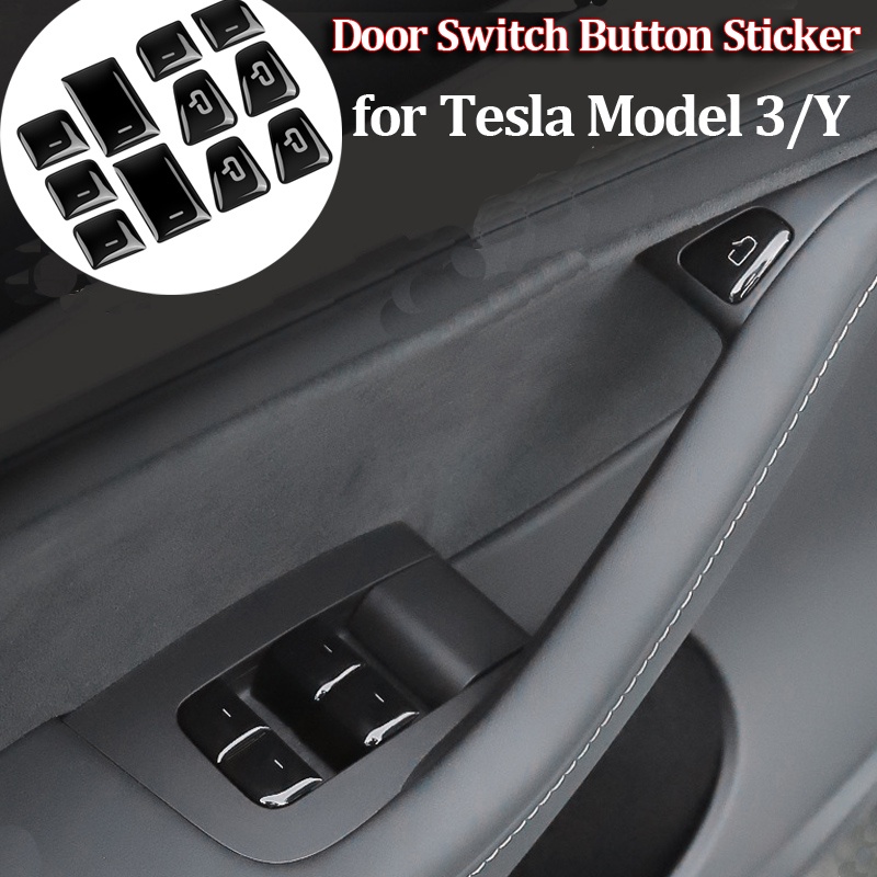 Car Door Switch Button Sticker For Tesla Model 3 Y 2022 Accessories