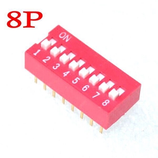สวิตช์ DIP 8p 8 ตําแหน่ง พิช 2.54 มม. แถว 2 แถว 16 พิน สีแดง 8p 10 ชิ้น