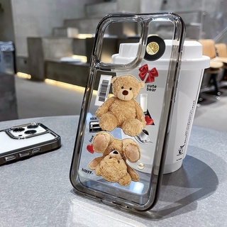 เคสโทรศัพท์ซิลิโคน TPU นิ่ม แบบใส กันกระแทก ลายหมีน่ารัก สําหรับ IPhone 14 13 12 11 Pro X XR XS Max 6 6S 7 8 Plus