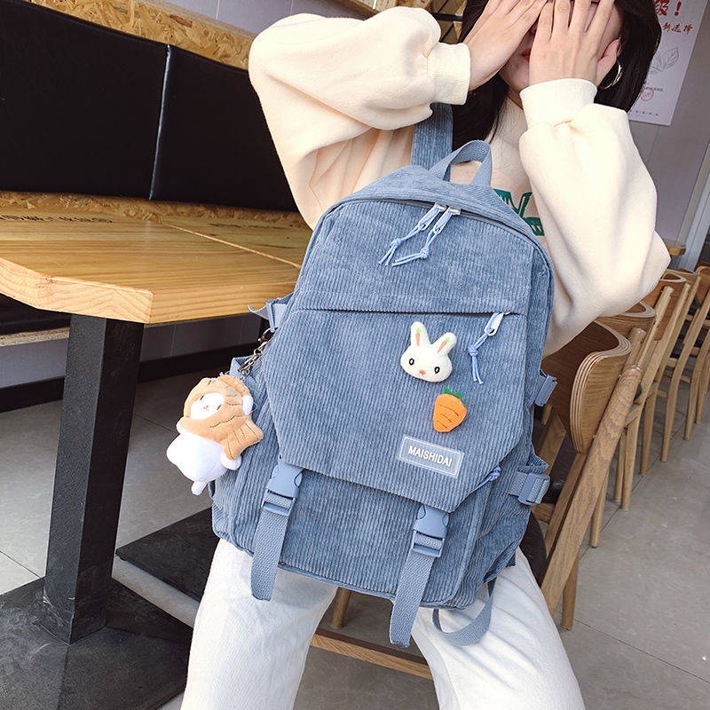 กระเป๋าเป้ผู้หญิง-กระเป๋าสะพายหลัง-new-korean-style-ins-retro-ลูกฟูกกระเป๋าเป้สะพายหลังสำหรับสาวๆสไตล์โบราณ-preppy-style