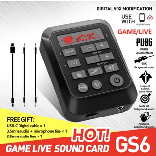 GS6เกมเสียงสดการ์ดผสมสตรีมมิ่ง DSP เกมเครื่องขยายเสียงสำหรับ PC 3d Sound Card อะแดปเตอร์เสียงสำหรับแล็ปท็อปอุปกรณ์เสริม