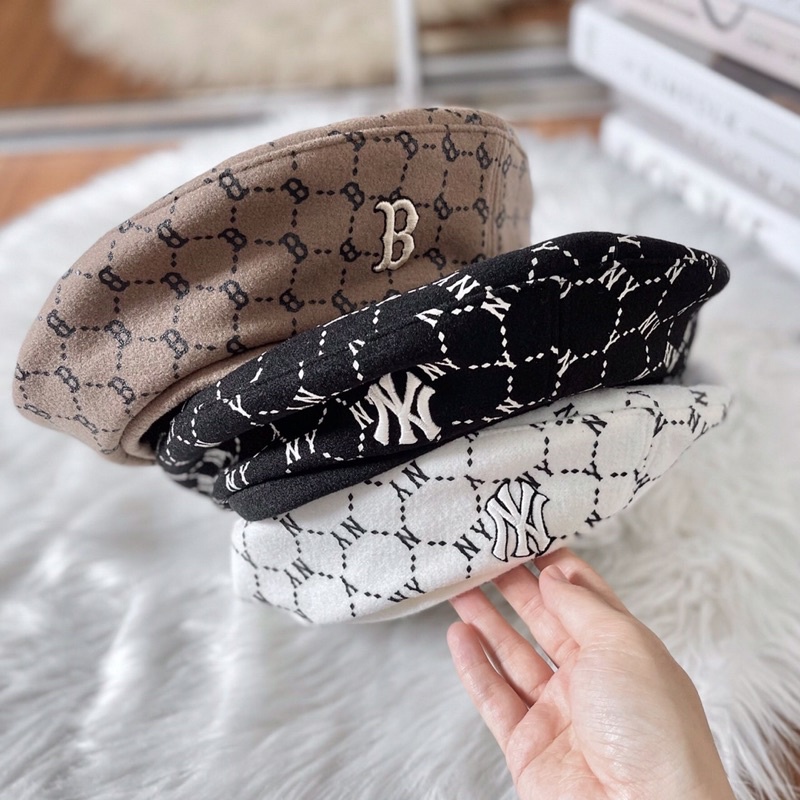 หมวก-mlb-monogram-wool-beret-dia-monogram-beret-หมวกเบเร่ต์