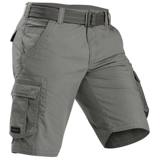 กางเกงขาสั้นสำหรับผู้ชายใส่เดินเทรคกิ้งรุ่น TRAVEL 100 (สีเทา)