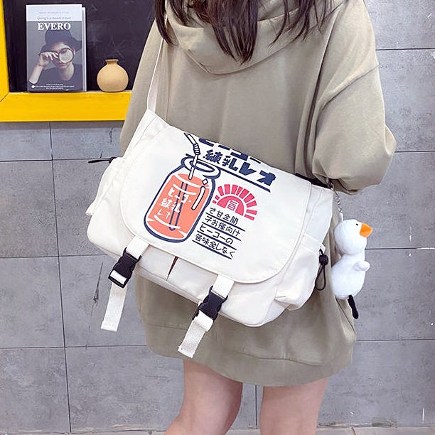 กระเป๋าสะพายข้างแบบแมสเซนเจอร์ญี่ปุ่น-นักเรียนม-ปลายสไตล์เกาหลีรุ่นใหม่ความจุขนาดใหญ่กระเป๋า