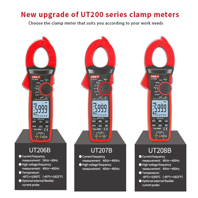 Uni-t UT206B UT207B UT208B 1000A True RMS digital clamp meter Smart ...