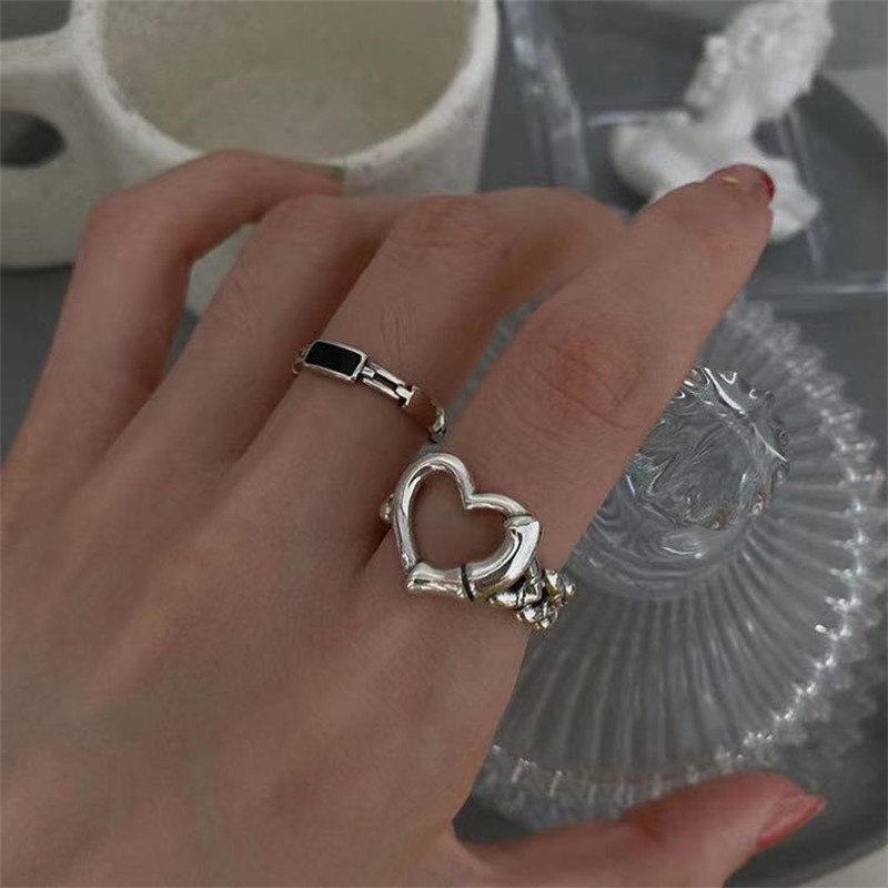 แหวนแฟชั่น-แบบเปิดนิ้วชี้-รูปหัวใจ-ฉลุลาย-สําหรับผู้หญิง