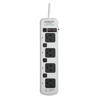 PLUG (ปลั๊กไฟ) ANITECH H7054-WH (4 SOCKET 4 SWITCH 5.0 METER) รองรับ 3500W สินค้ารับประกัน 5 ปี