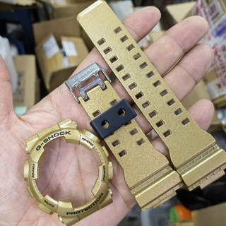 คาสิโอ G-SHOCK GA-110/100 กรอบสีทอง และสายนาฬิกาข้อมือบัคเคิล สีเงิน เครื่องมือฟรี