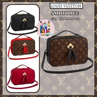 หลุยส์วิตตอง  LOUIS VUITTON /Saintonge/หนังวัวอัดลายดอกเก่า/กระเป๋าสะพายข้างเดียว/สำหรับผู้หญิง/สีดำ