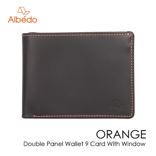 [Albedo] ORANGE  DOUBLE PANEL WALLET 9 CARD WITH WINDOW กระเป๋าสตางค์หนังแท้ รุ่น ORANGE - OR00599