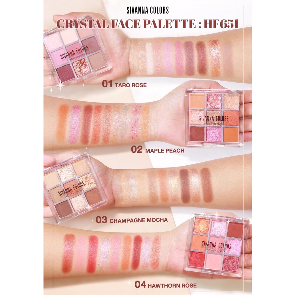sivanna-colors-crstal-face-palette-hf651-ซิเวนน่า-อายแชโดว์-9-สี-เม็ดสีแน่น-ติดทน-ยาวนาน-กันนำ-กันเหงื่อ