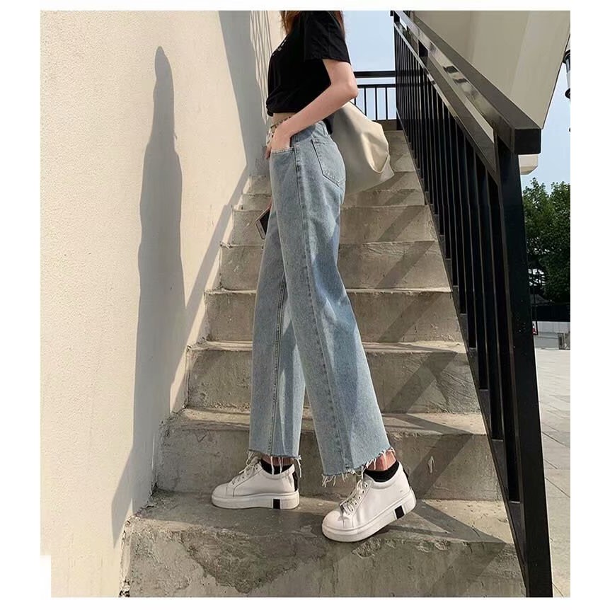ภาพสินค้ายีนส์ขายาว กางเกงยีนส์ขายาว เอวสูง ทรงตรง พับขา สียีนส์อ่อน แฟชั่นเกาหลีผู้หญิงวัยรุ่น Fashion jeans high waist straight จากร้าน trendyjeans บน Shopee ภาพที่ 5