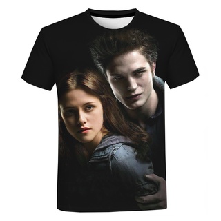 [100% Cotton] มาใหม่ เสื้อยืดแขนสั้นลําลอง พิมพ์ลาย The Twilight Saga 3D สไตล์ฮาราจูกุ สตรีท โอเวอร์ไซซ์ แฟชั่นฤดูร้อน ส
