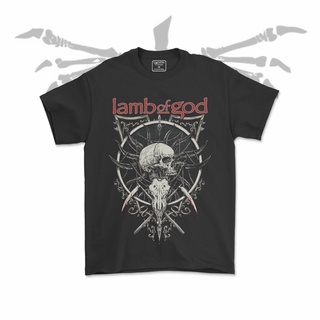 คอลูกเรือเสื้อยืดคอกลมเสื้อยืด พิมพ์ลาย Lamb Of God V8 Band สําหรับผู้ชาย และผู้หญิงผ้าฝ้ายแท้