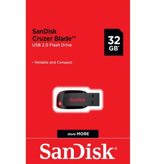 ภาพขนาดย่อของภาพหน้าปกสินค้าSanDisk CRUZER BLADE USB แฟลชไดร์ฟ 32GB, USB2.0 (SDCZ50-032G-B35, black) จากร้าน sandisk_thailand_officialshop บน Shopee ภาพที่ 1