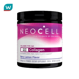 ภาพขนาดย่อของสินค้าNeocell นีโอเซลล์ ซูเปอร์ คอลลาเจน แบบผง รสเบอรี่ เลมอน 190 กรัม