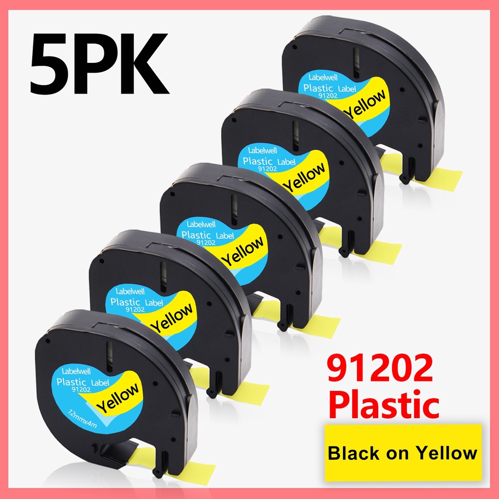 5pack-91201-91202-compatible-dymo-letratag-plastic-label-tape-91221-91331-12267-91203-91204-91205-12mm-for-lt100h-lt100t