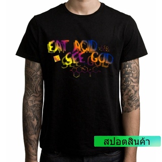 เสื้อยืด คอกลม ขนาดใหญ่ พิมพ์ลาย Eat Acide Voir Dieu Lsd Formule