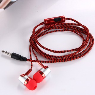 สินค้า H - 169 3 . 5 มม . Mp 3 Mp 4 หูฟังซับวูฟเฟอร์สายถักพร้อมสายควบคุม ( สีแดง )