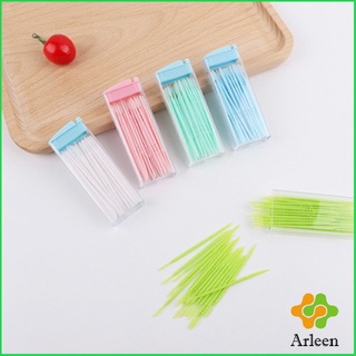 Arleen ไม้จิ้มฟันกล่องพลาสติก 2 ด้าน แบบซอง สีสันไม่เป็นอันตราย toothpicks