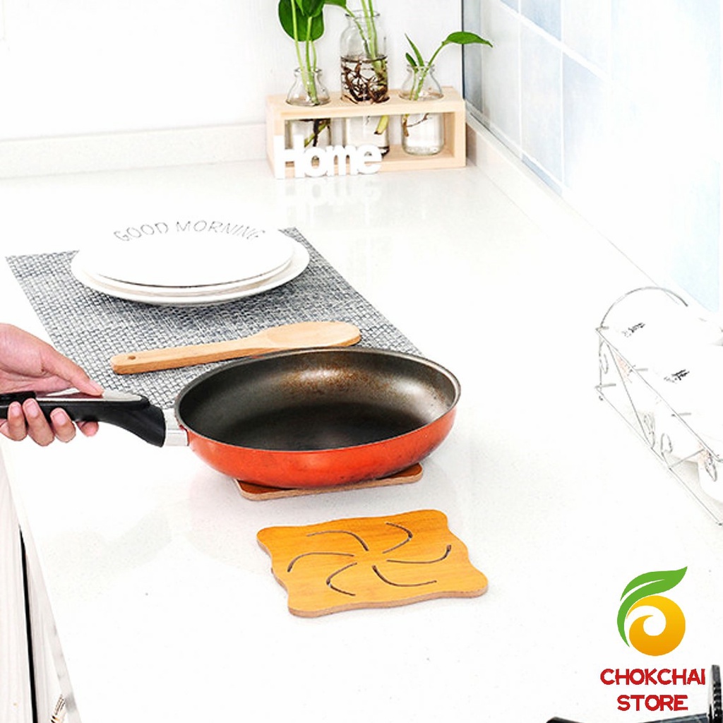 chokchaistore-แผ่นไม้รองกันความร้อน-แผ่นไม้รองจาน-ของใช้ในห้องครัว