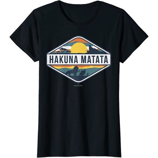 เสื้อยืดผ้าฝ้ายพรีเมี่ยม เสื้อยืด พิมพ์ลายโลโก้ Disney The Lion King Hakuna Matata Diamond