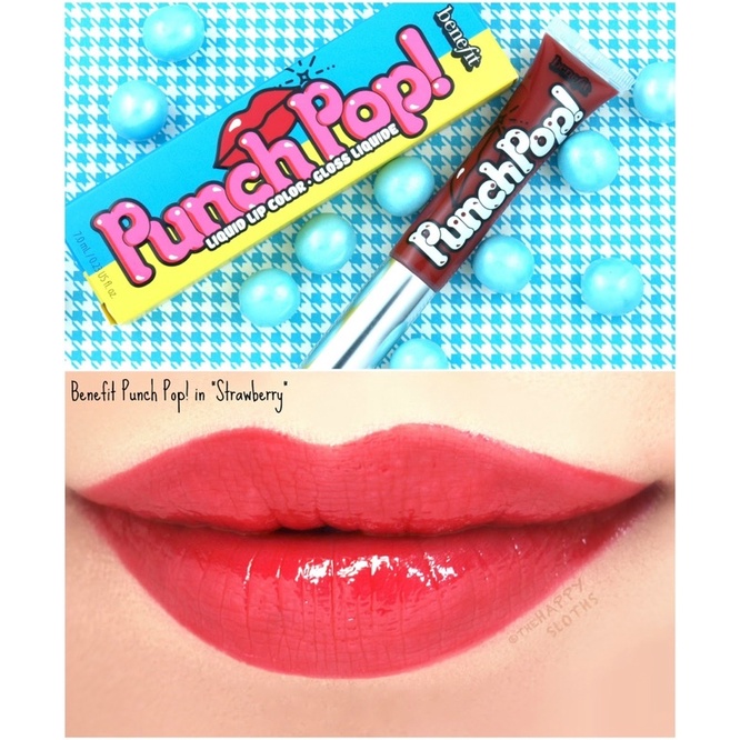 แท้-ลิปกลอส-benefit-punch-pop-liquid-lip-color-strawberry