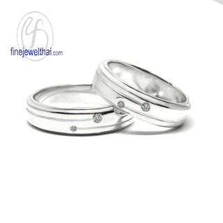 Finejewelthai แหวนคู่-แหวนเพชร-แหวนหมั้น-แหวนแต่งงาน-Couple Ring-Diamond CZ-Wedding-Silver-White Gold - RC3081cz