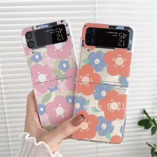 2022 New Phone Case Samsung Galaxy Z Flip4 Fold4 Flip3 Fold3 5G เคส Pretty Gorgeous Flowers Transparent Silicone Soft Cover เคสโทรศัพท์