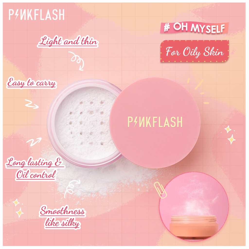 pinkflash-แป้งฝุ่นควบคุมความมันสําหรับแต่งหน้า