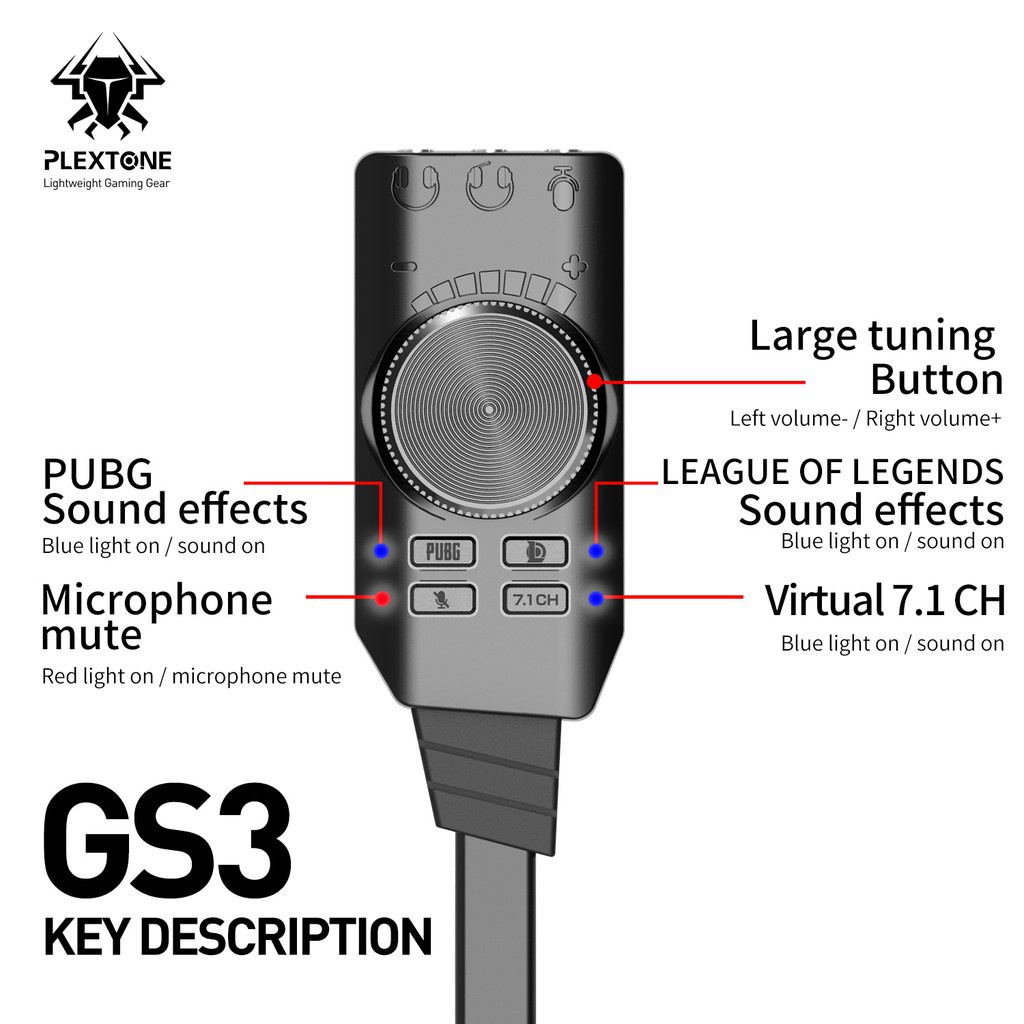 plextone-การ์ดเสียงยูเอสบี-virtual-7-1ch-การ์ดเสียง-usb-การ์ดเสียงเสียง-gs3-new