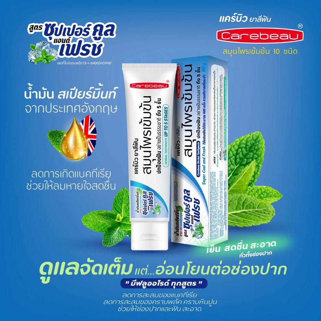 ยาสีฟันสมุนไพร-แคร์บิว-สมุนไพรเข้มข้น-3-สูตร-ขนาด-80-กรัม-carebeau-herbal-toothpaste-80g
