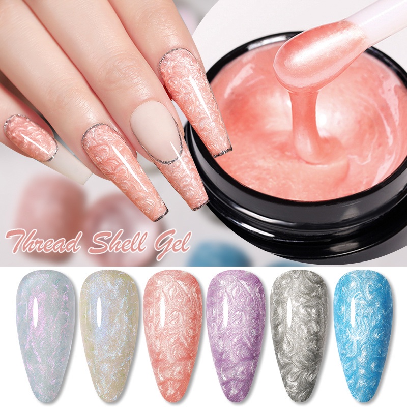 ภาพหน้าปกสินค้าLilycute เจลทาเล็บ สีเจลทาเล็บ UV/LEDสีเจล สีทาเล็บเจล แแบบต้องอบ 5ml Shell Thread Effect Shiny Glitter Gel 7 มล. DIY