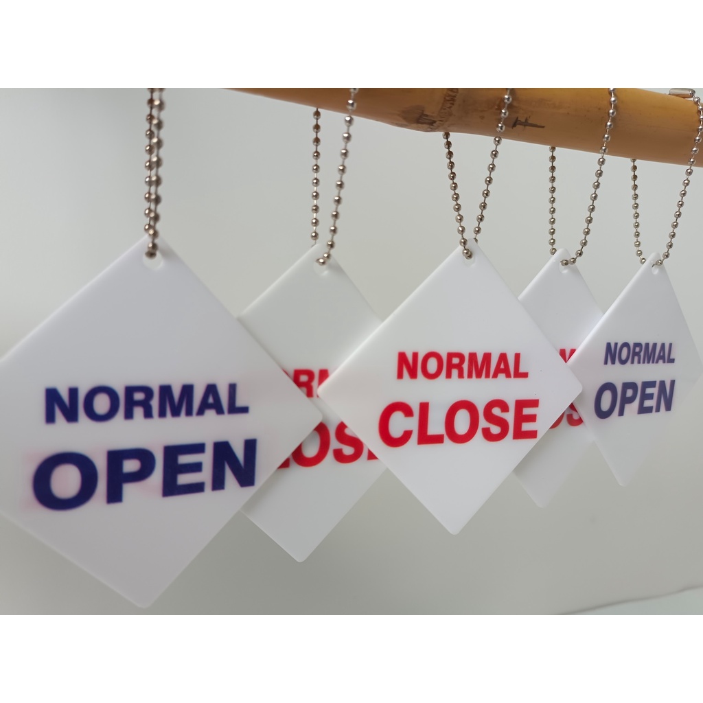 ป้ายบ่งชี้การเปิดและปิดภาษาอังกฤษสำหรับวาล์ว-normal-open-normal-close-แพ็ค-3-6-12